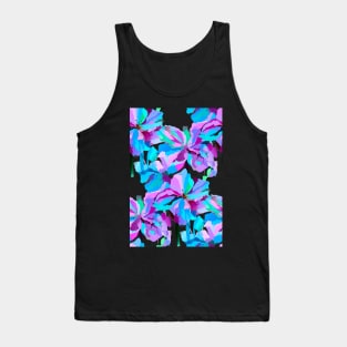 Artdeco Popies in Aqua Blue and Fuschia Tank Top